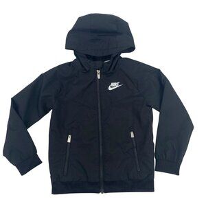 Nike Size 4T Windrunner Jacket Black Fil Zip Hooded Windbreaker